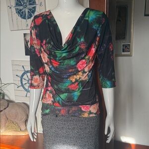 Superstition size, small Floral Drape Neck Women's Top